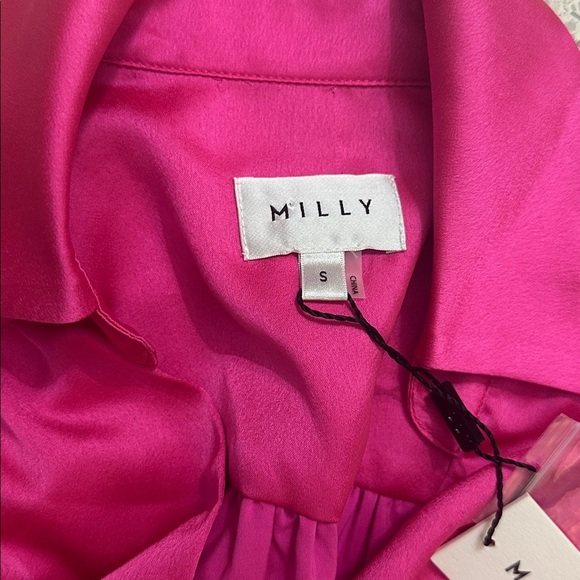 NWT Milly hot pink Jordan satin mini wrap dress small s - Picture 7 of 8